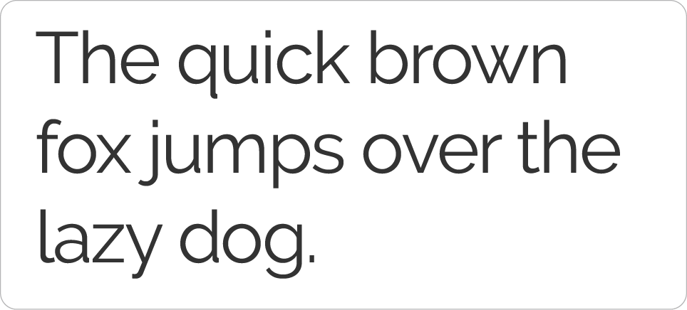 A block of text in Raleway font.
