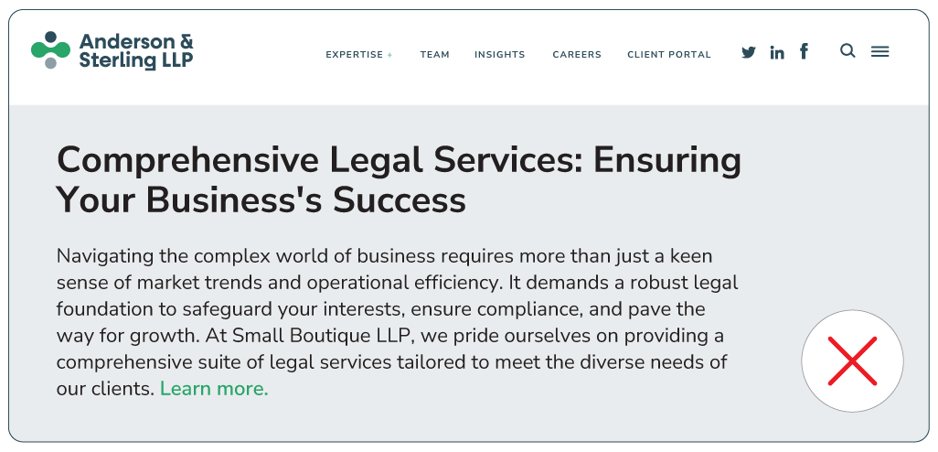 Example of incorrect anchored link in blog