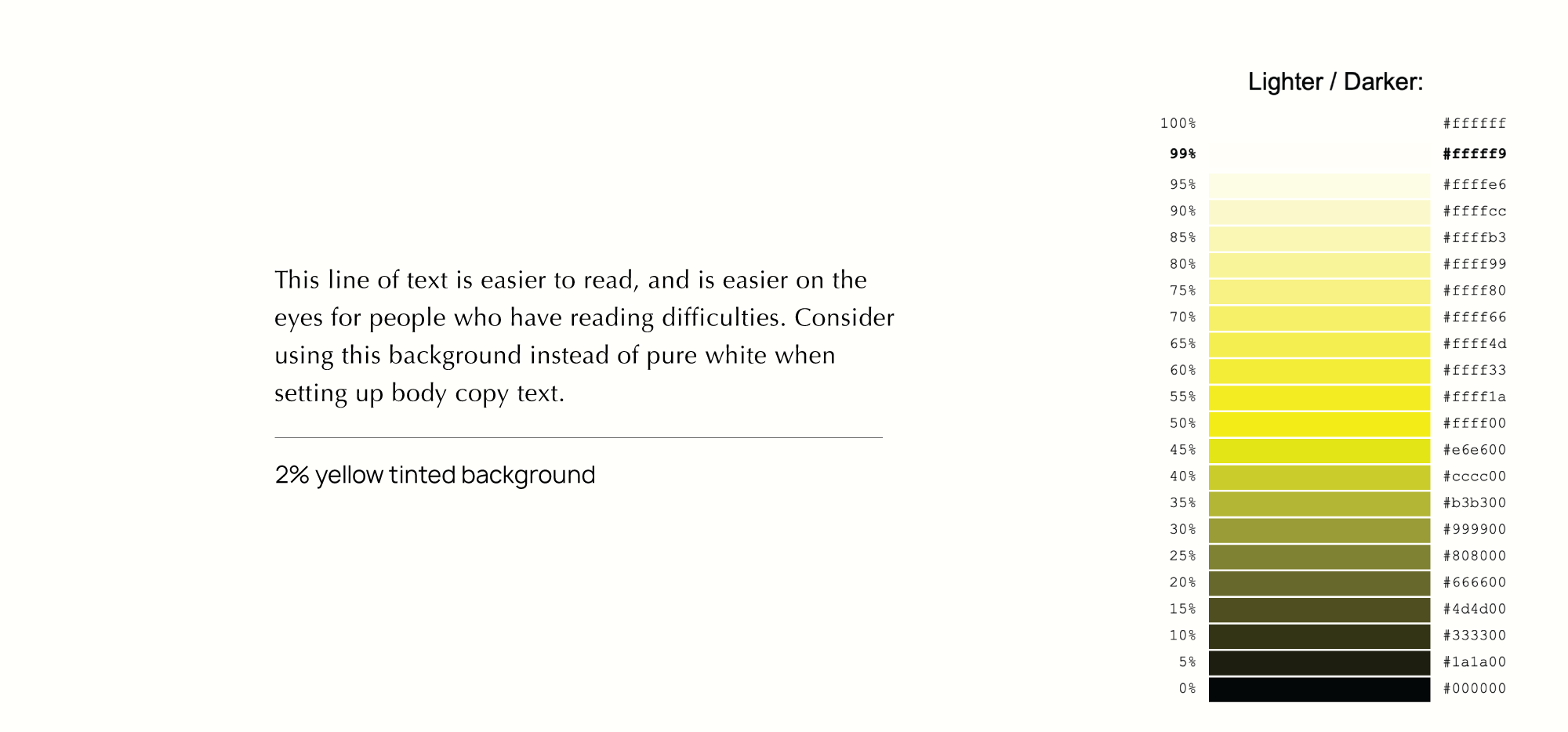 A block of text shown on a 2% yellow-tinted background